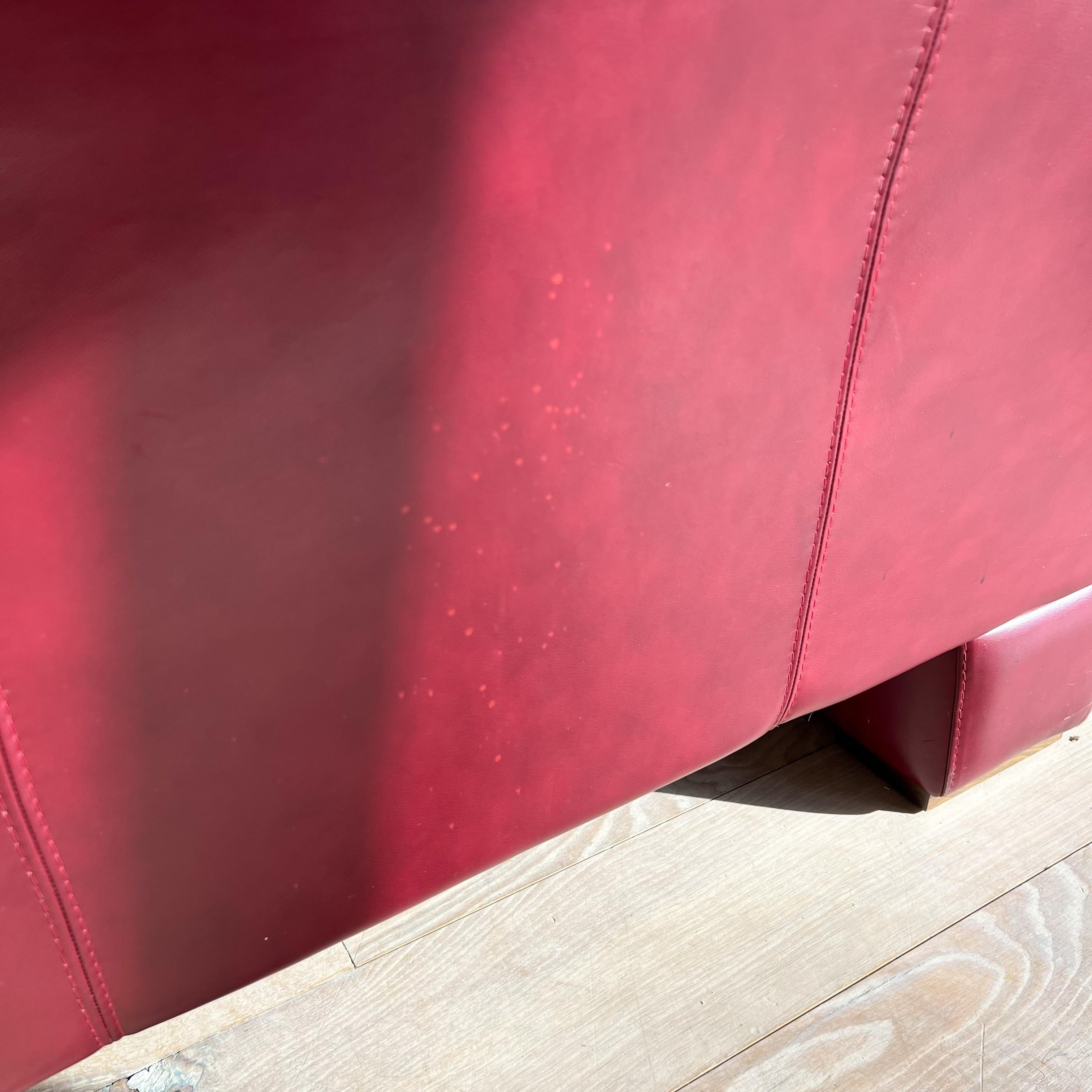 Postmodern Nicoletti Salotti Dark Red Leather Sofa/Loveseat - Made in Italy 12
