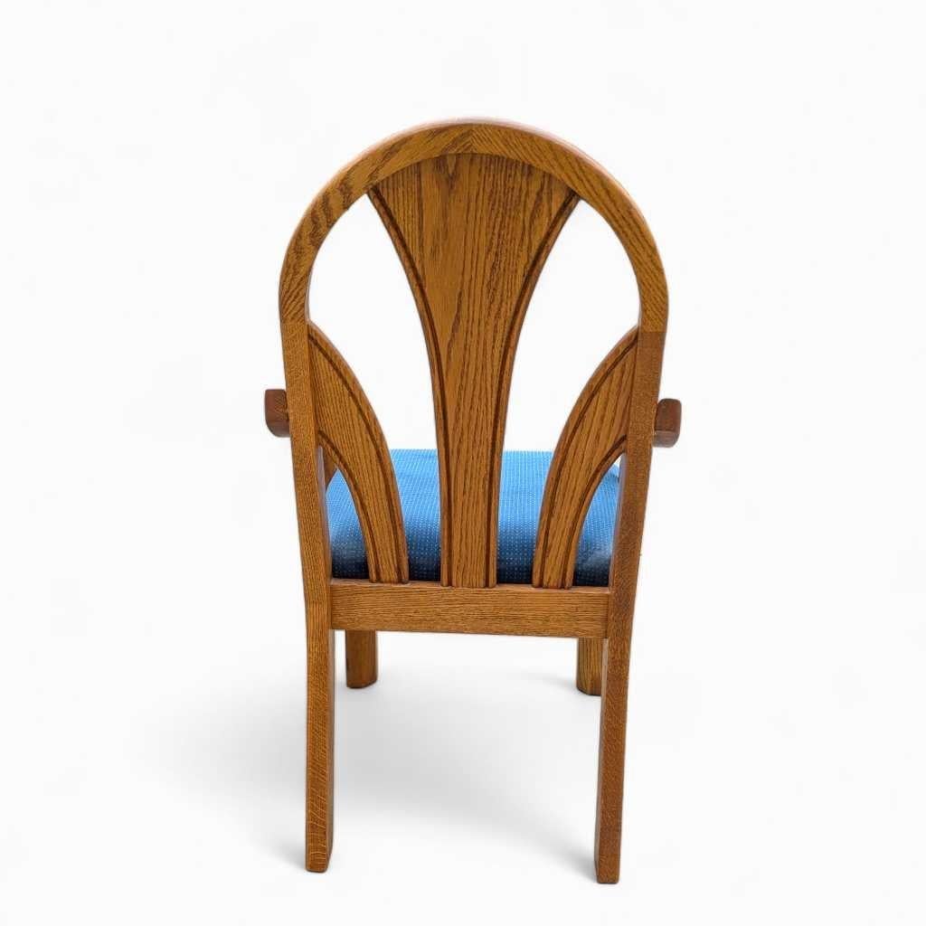 Sedie da pranzo postmoderne in Oak, velluto blu, set di 6, anni '80, USA in vendita 5