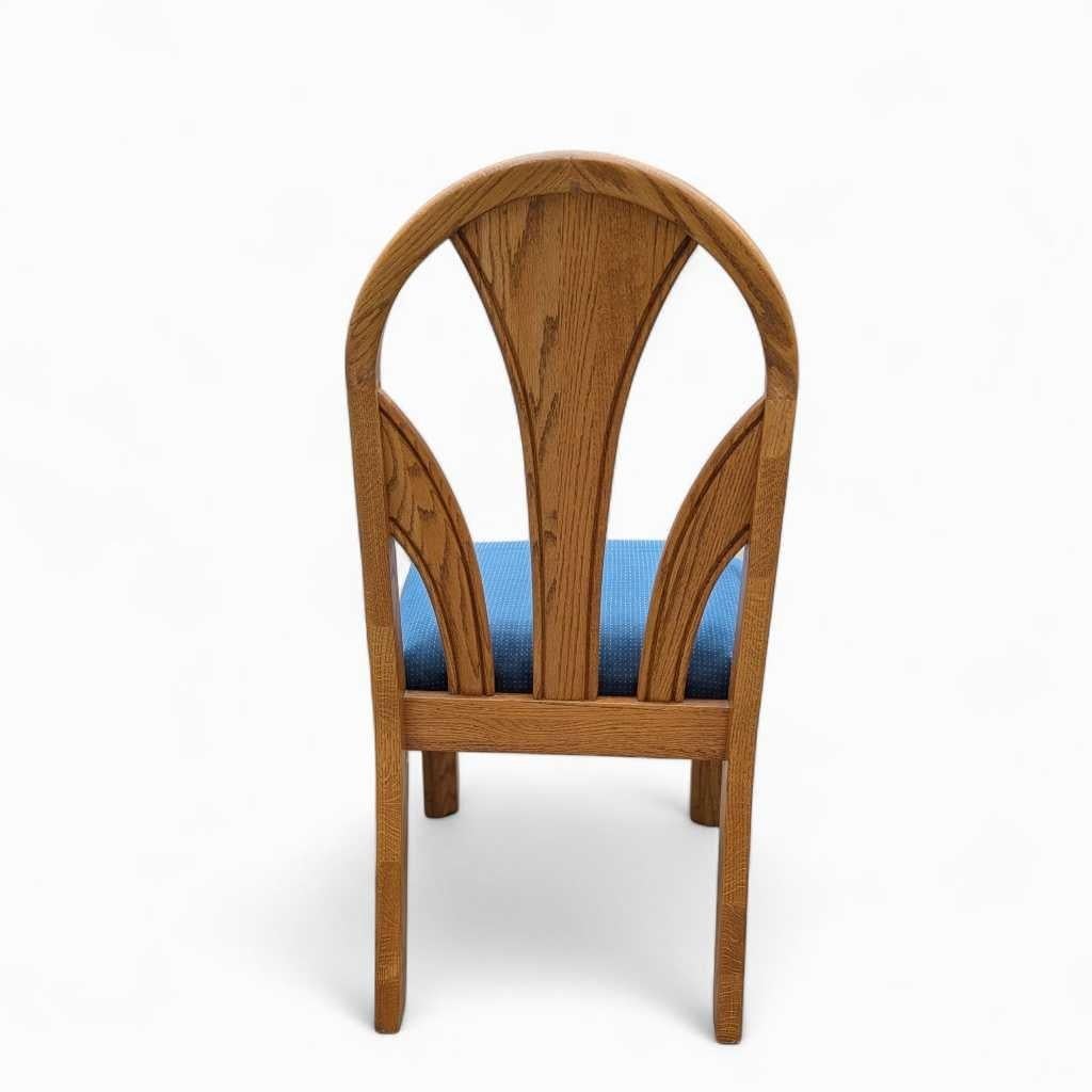 Tappezzeria Sedie da pranzo postmoderne in Oak, velluto blu, set di 6, anni '80, USA in vendita