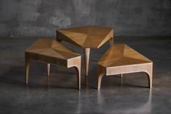 Postmodern Oak Nesting Coffee Tables, Italy, 1980s