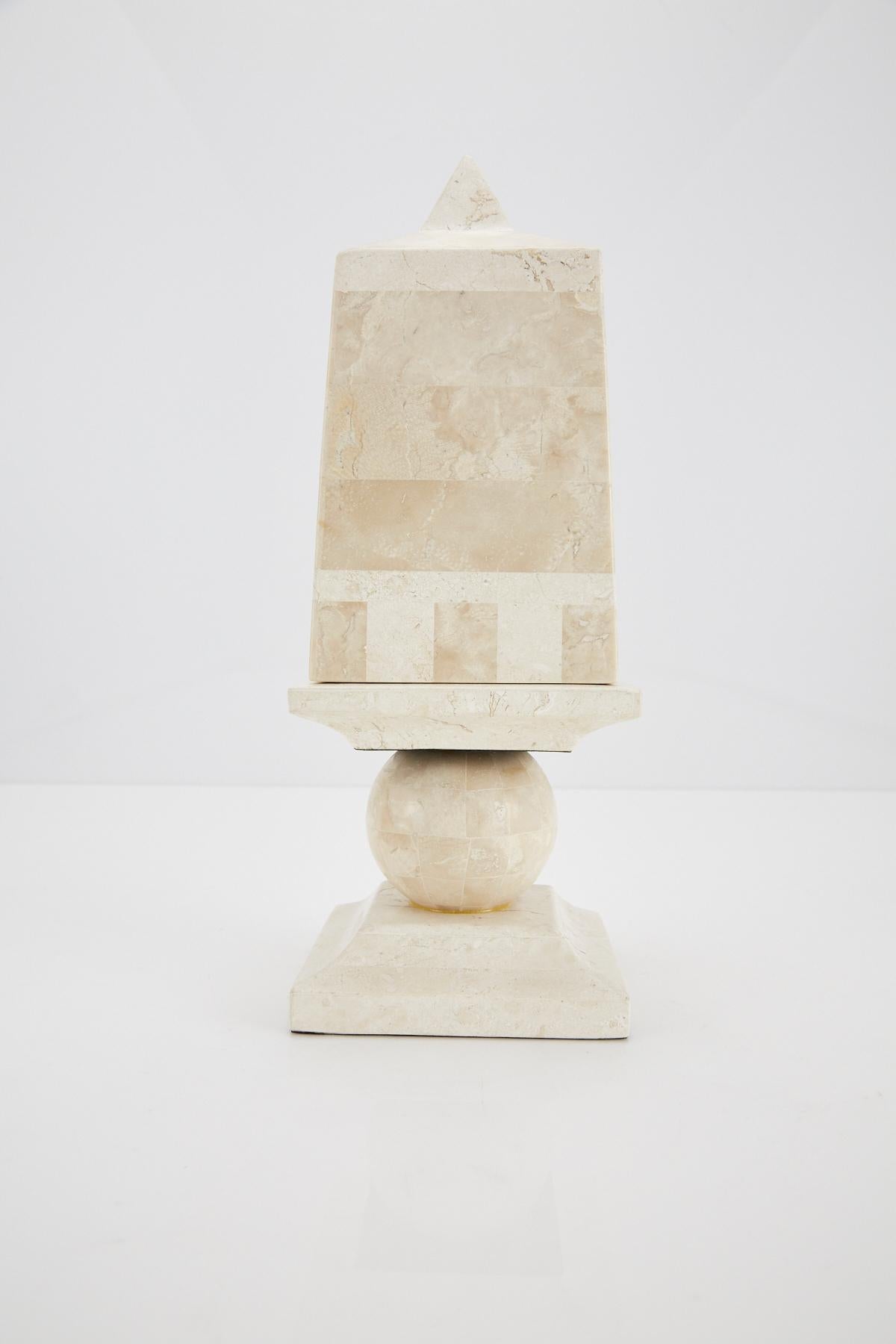 Postmodern Obelisk Shaped Two-Toned Tessellated Stone Secret Box, 1990s For Sale 2