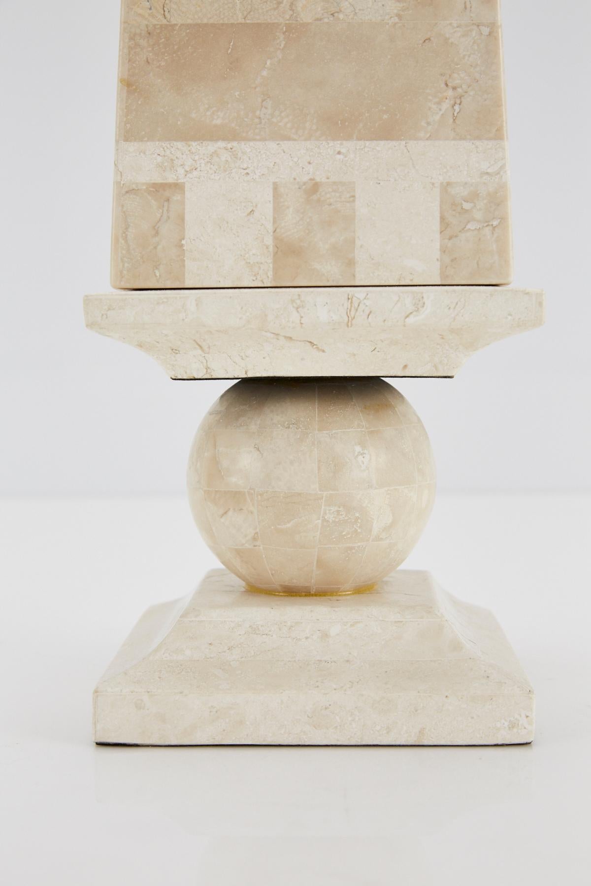 Postmodern Obelisk Shaped Two-Toned Tessellated Stone Secret Box, 1990s For Sale 3