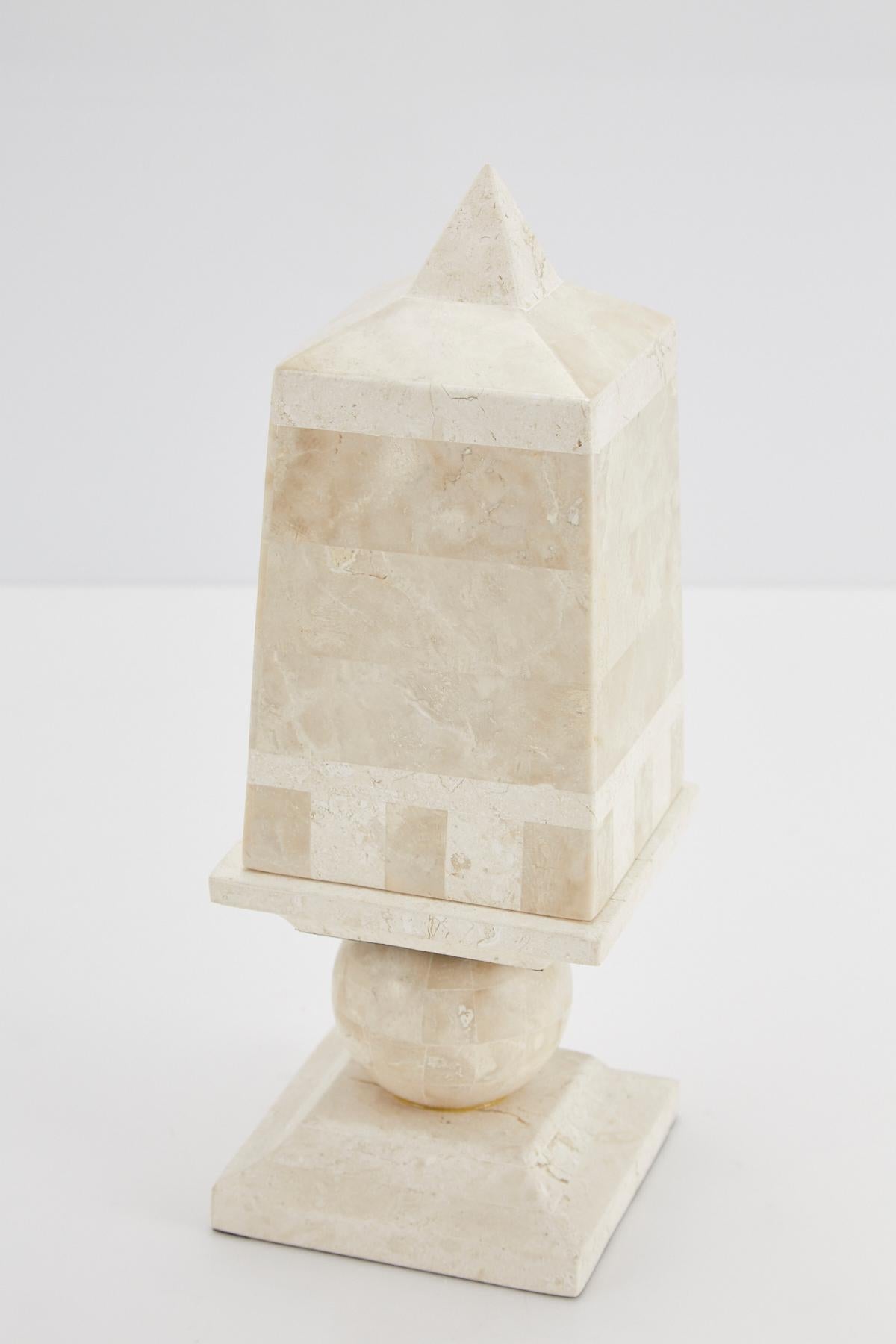 Post-Modern Postmodern Obelisk Shaped Two-Toned Tessellated Stone Secret Box, 1990s For Sale