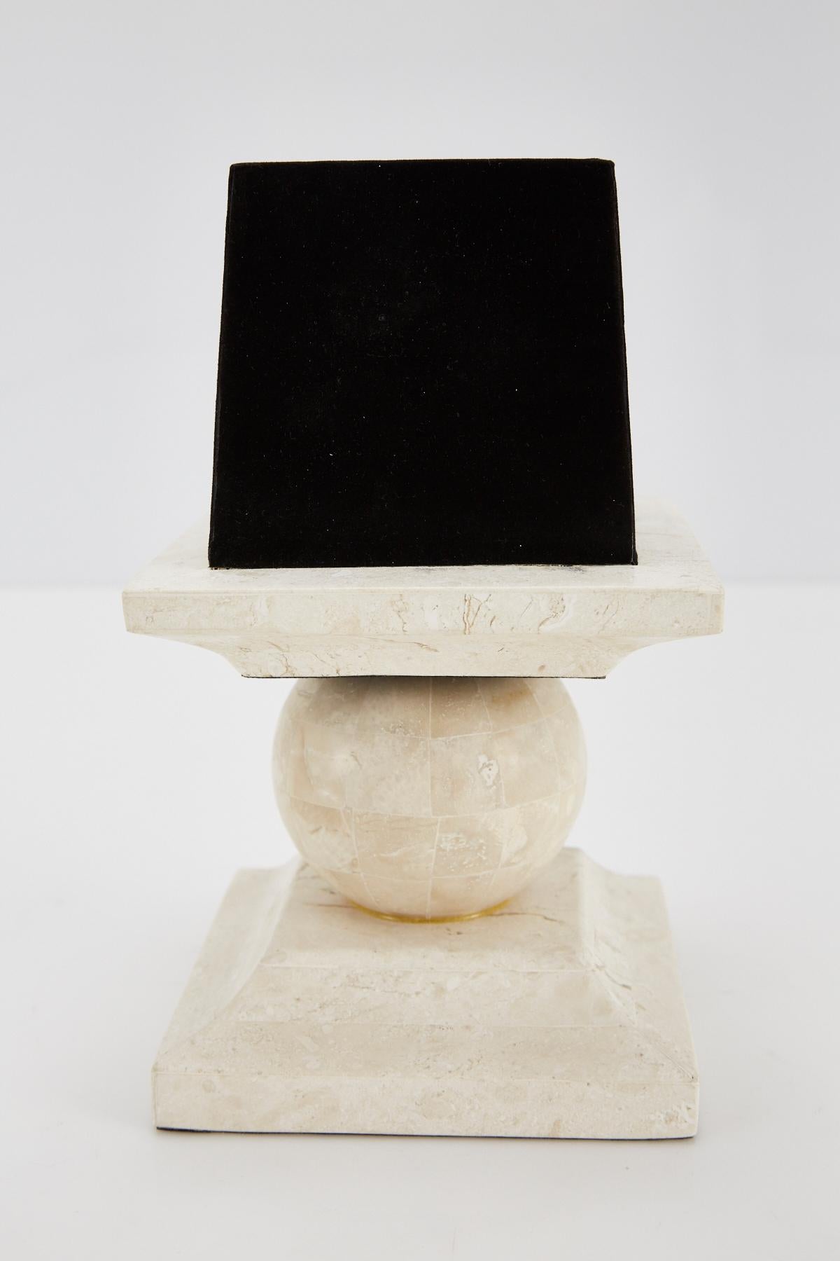 Postmodern Obelisk Shaped Two-Toned Tessellated Stone Secret Box, 1990s In Excellent Condition For Sale In Los Angeles, CA