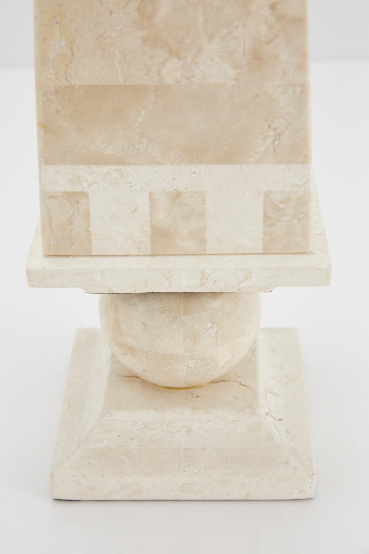 Late 20th Century Postmodern Obelisk Shaped Two-Toned Tessellated Stone Secret Box, 1990s For Sale