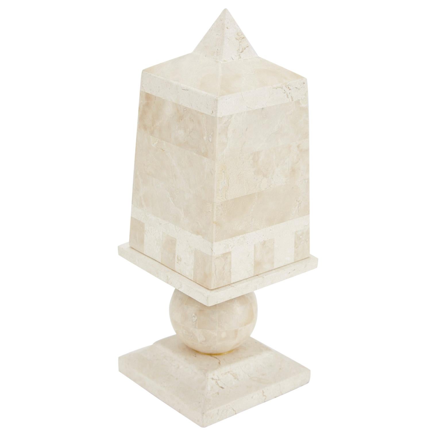 Postmodern Obelisk Shaped Two-Toned Tessellated Stone Secret Box, 1990s For Sale