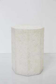 Postmodern Octagonal Distressed Plaster Side Table or Pedestal