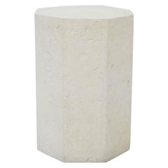 Postmodern Octagonal Distressed Plaster Side Table or Pedestal