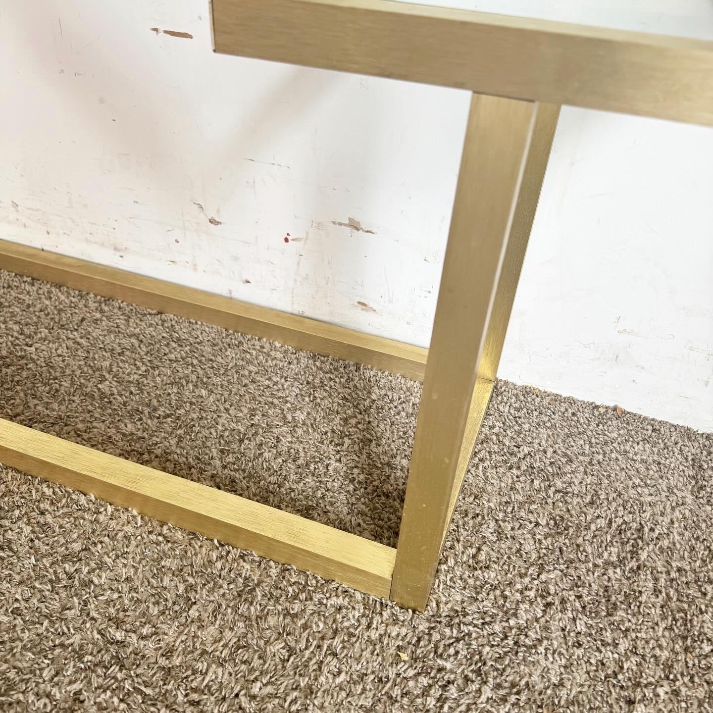 Postmodern Octagonal Gold and Glass Etagere 2