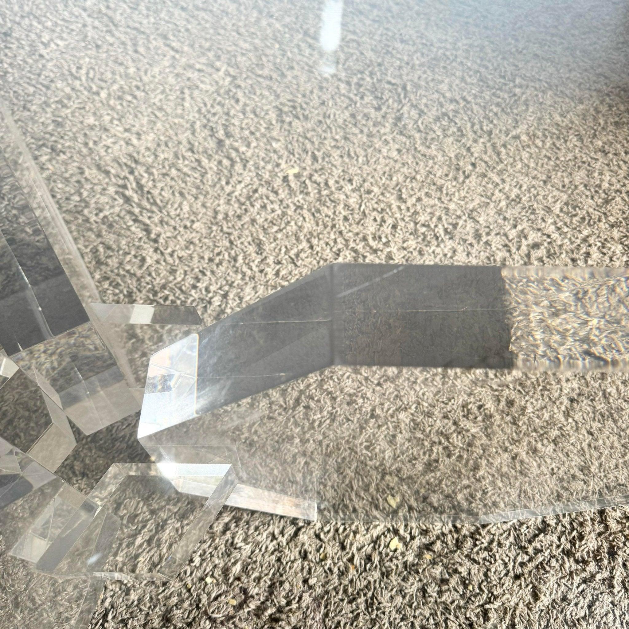 Postmodern Octagonal Lucite and Smoked Glass Coffee Table For Sale 5