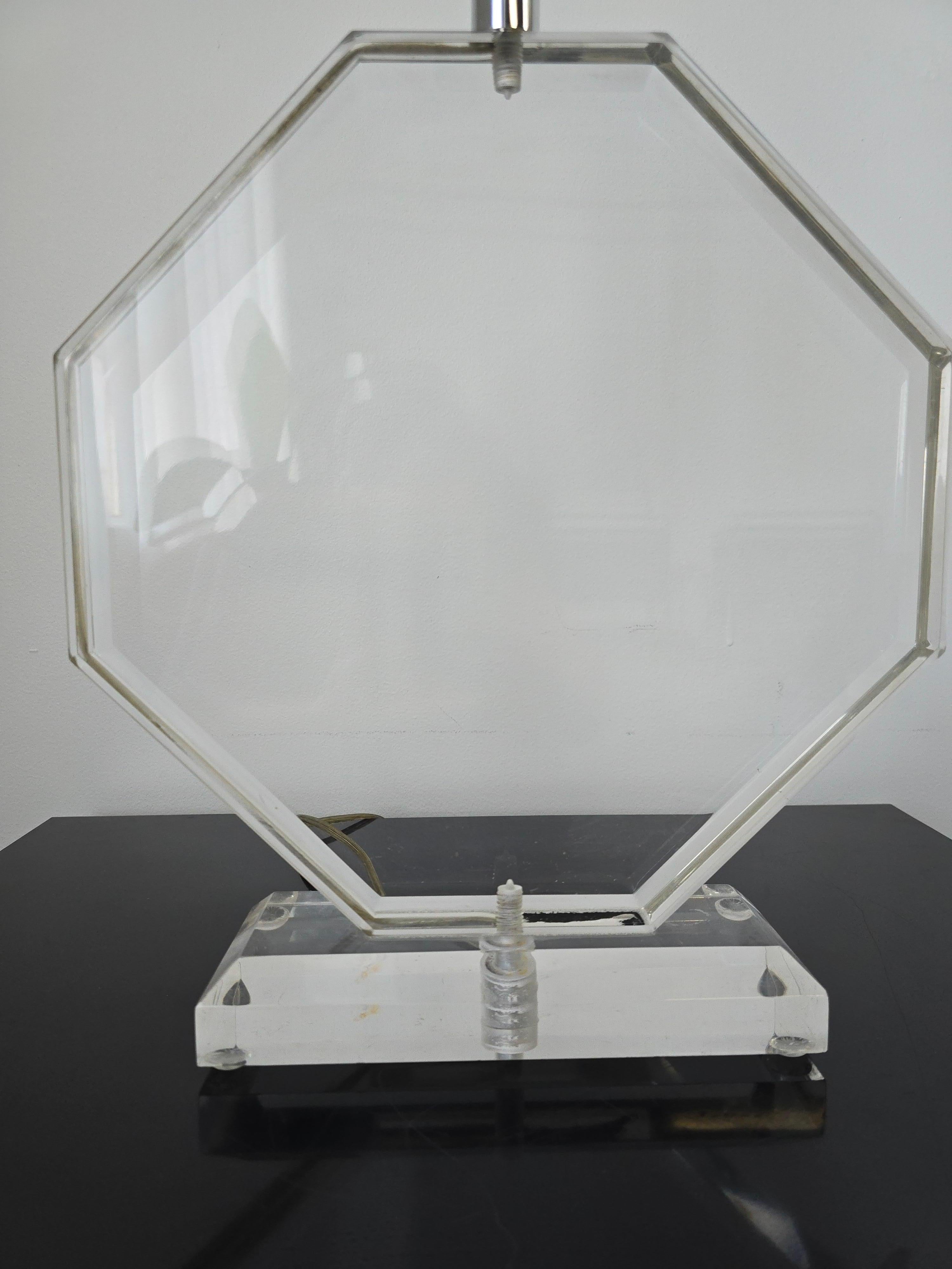 American Postmodern Octagonal Lucite Base Table Lamp
