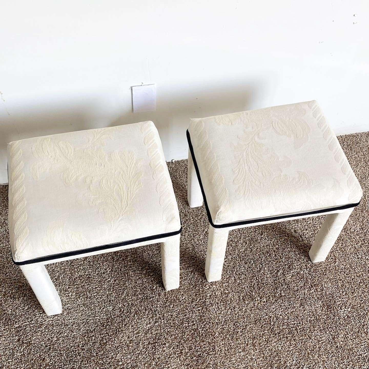 Post-Modern Postmodern Off White Low Parsons Stools - a Pair For Sale