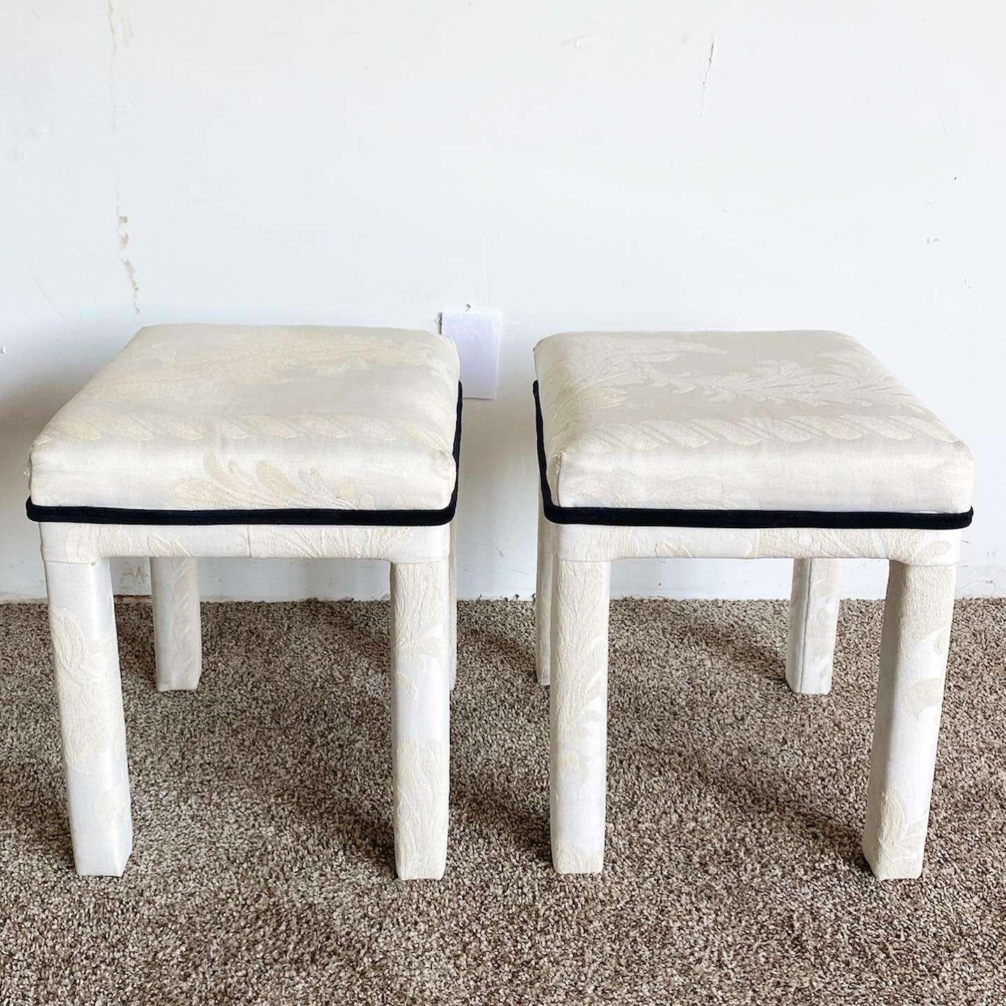 American Postmodern Off White Low Parsons Stools - a Pair For Sale