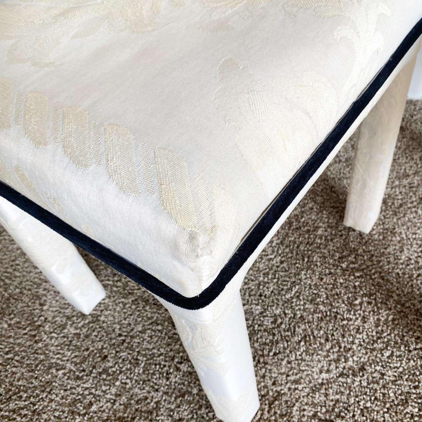 Late 20th Century Postmodern Off White Low Parsons Stools - a Pair