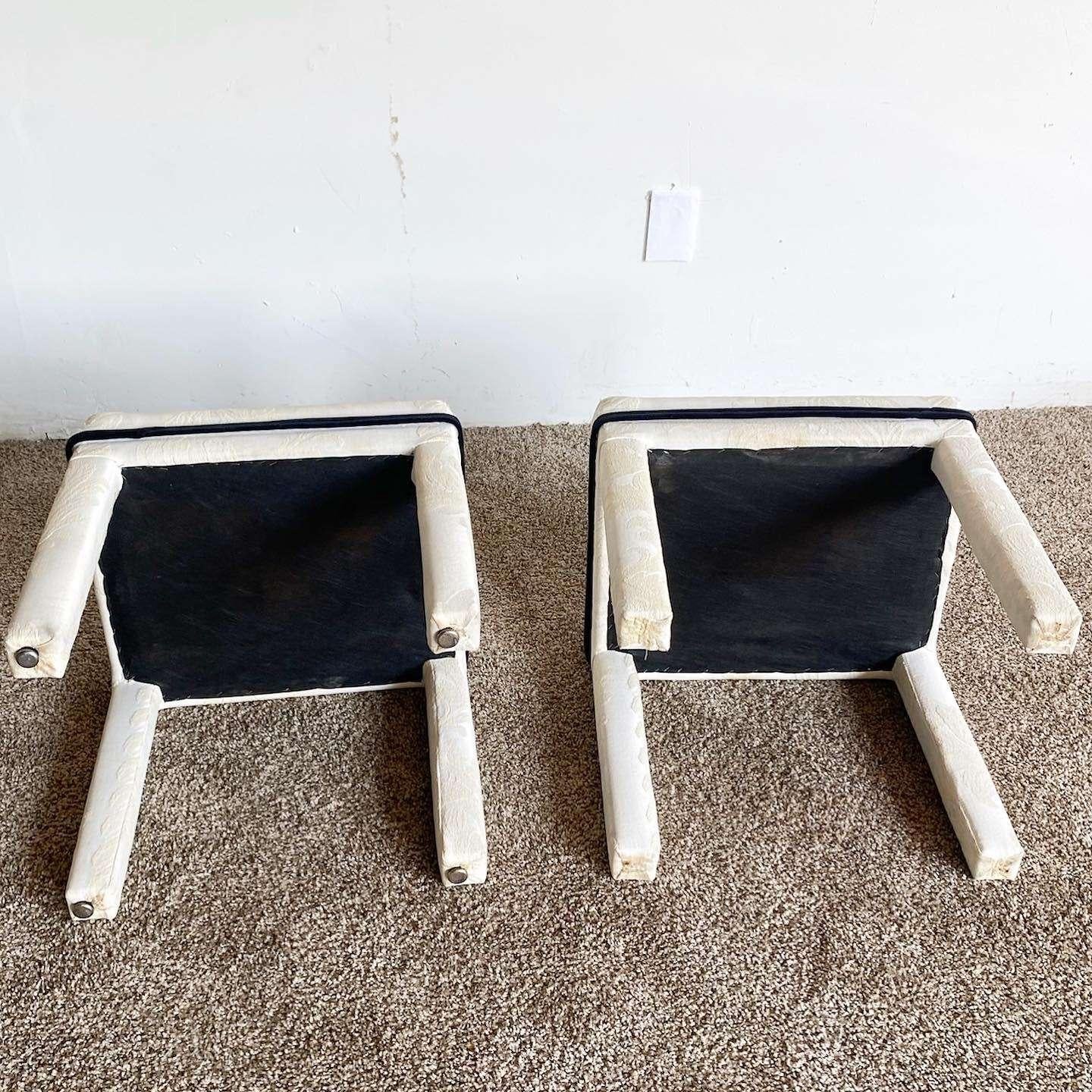 Postmodern Off White Low Parsons Stools - a Pair For Sale 2
