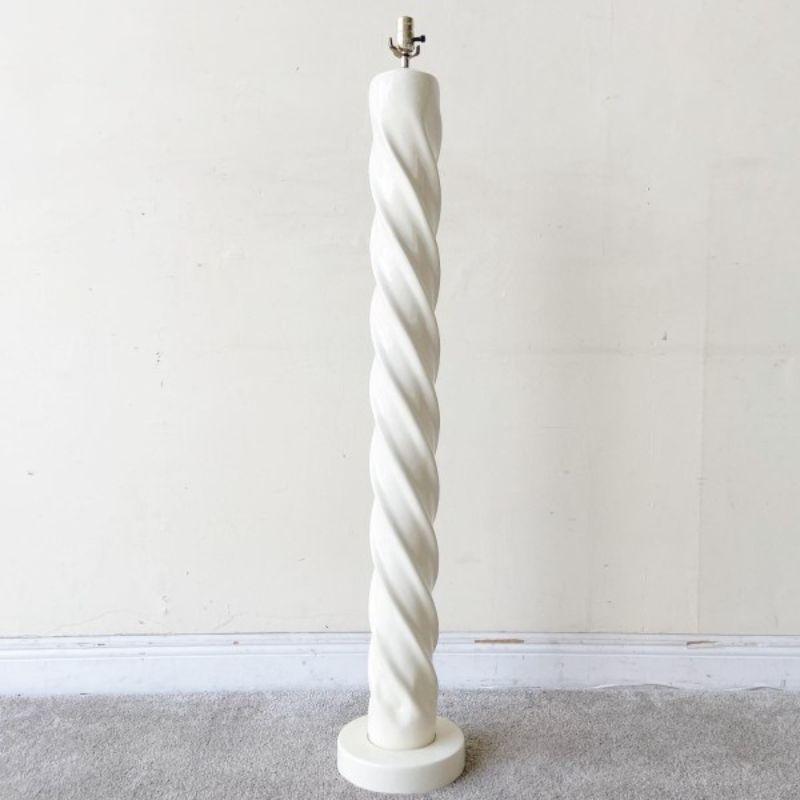 Post-Modern Postmodern Off White Porcelain Swirl Floor Lamp, 1980s
