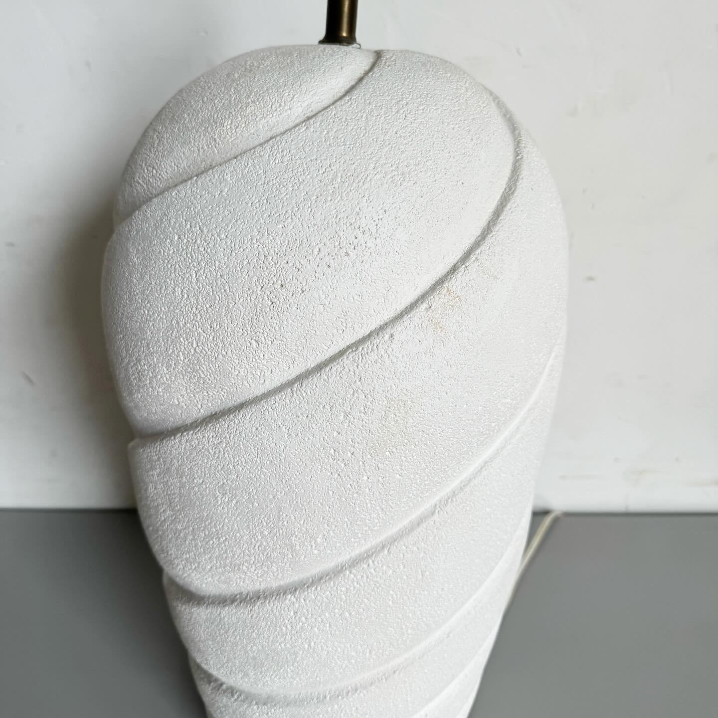 Postmodern Off White Sculpted Swirl Ceramic Table Lamp For Sale 1