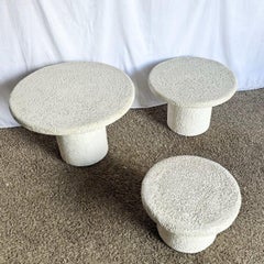 Postmodern Off White Stucco Mushroom Nesting Side Tables - Set of 3