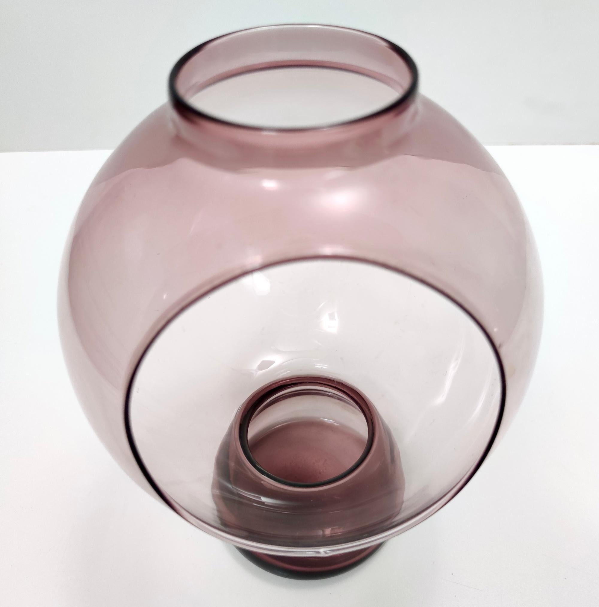 Postmodern Old Rose Murano Glass Vase with a Hole, Italy For Sale 6