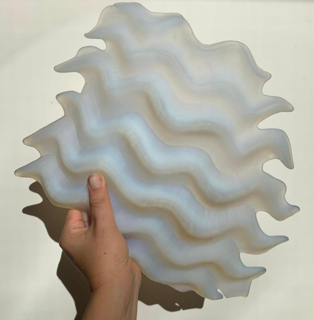 Postmodern Opal Frosted Art Glass Squiggle Platter, circa 1980s 8