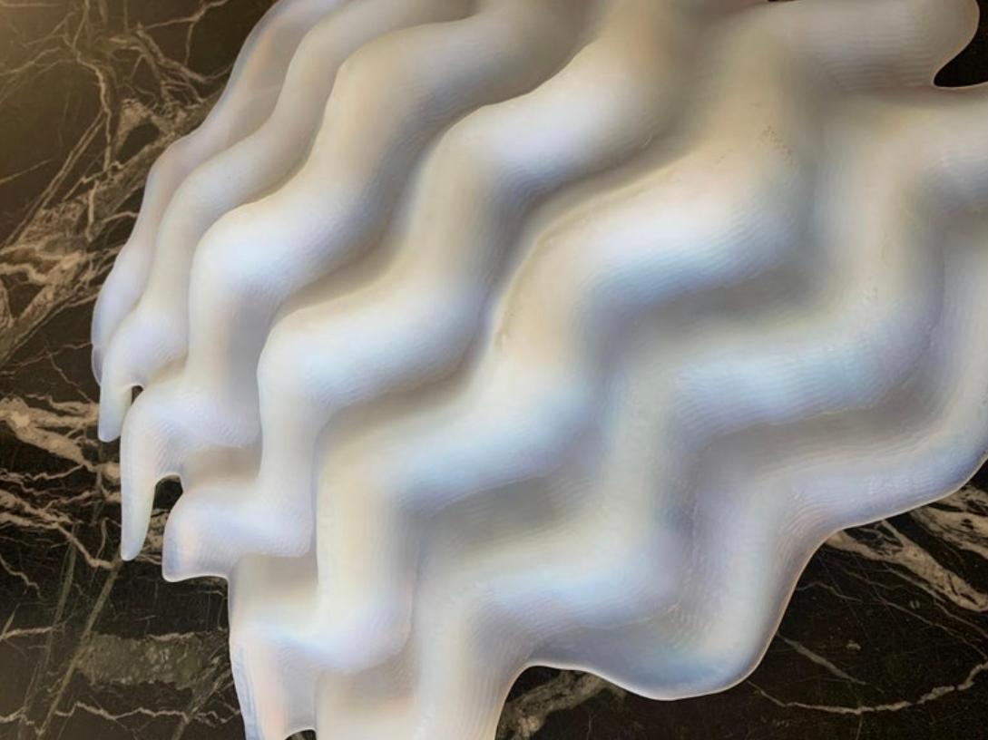 Late 20th Century Postmodern Opal Frosted Art Glass Squiggle Platter, circa 1980s