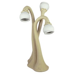 Vintage Postmodern or Art Nouveau Style Calla Lily Stoneware Table Lamp by Doug Blum