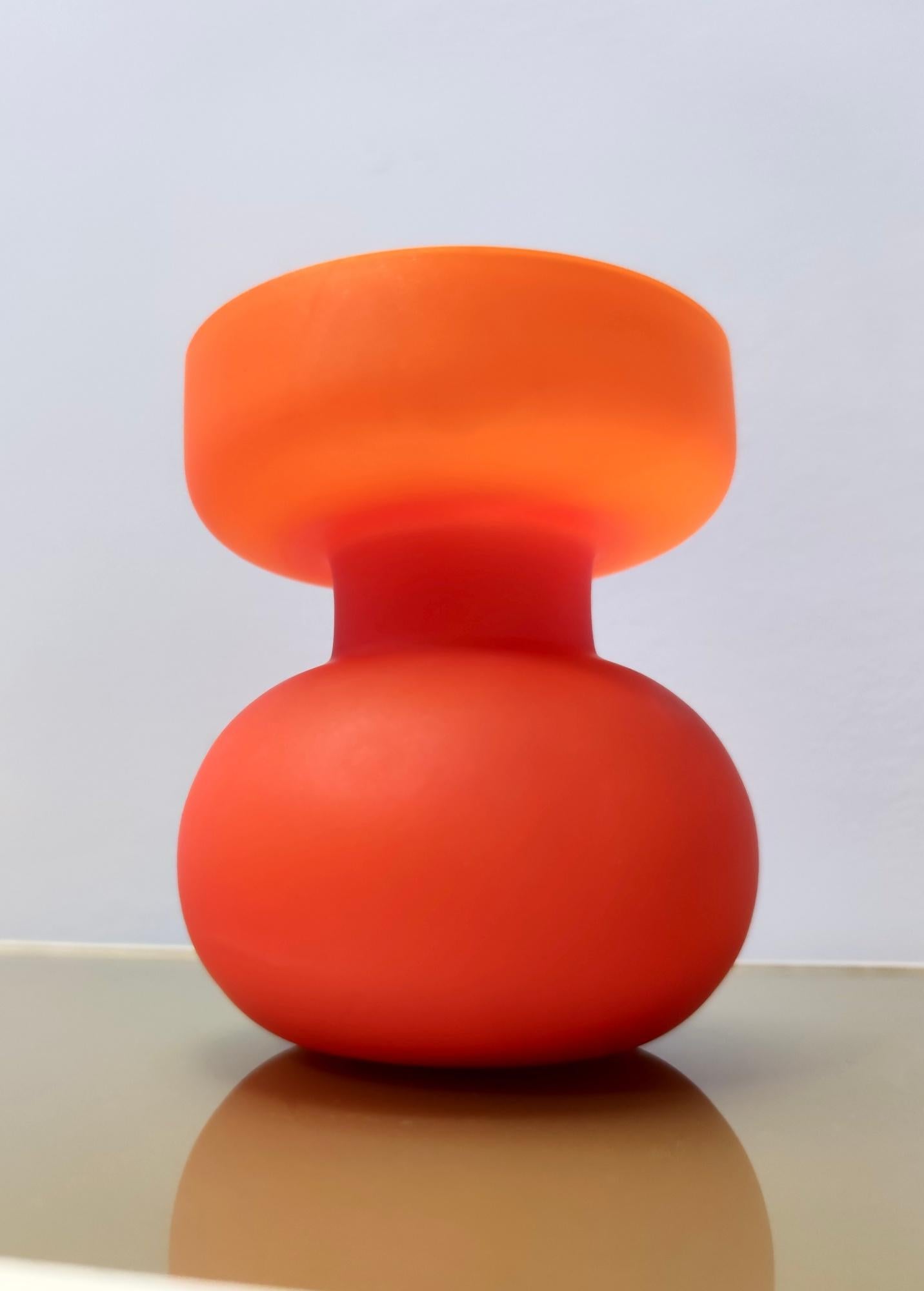 Post-Modern Postmodern Orange Cased Murano Glass Vase by Carlo Moretti, Italy