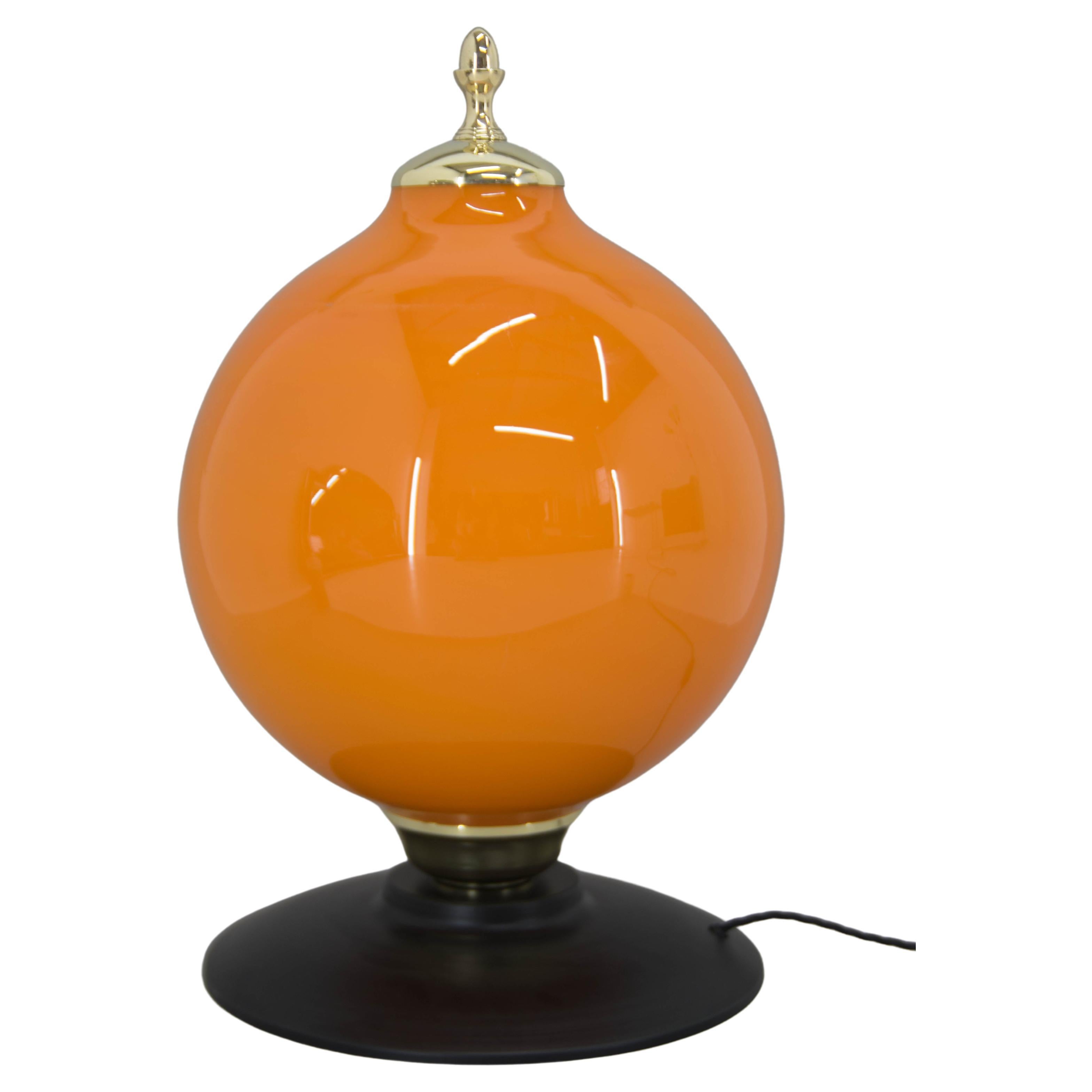 Lampe de table/plancher postmoderne en verre orange, années 2000