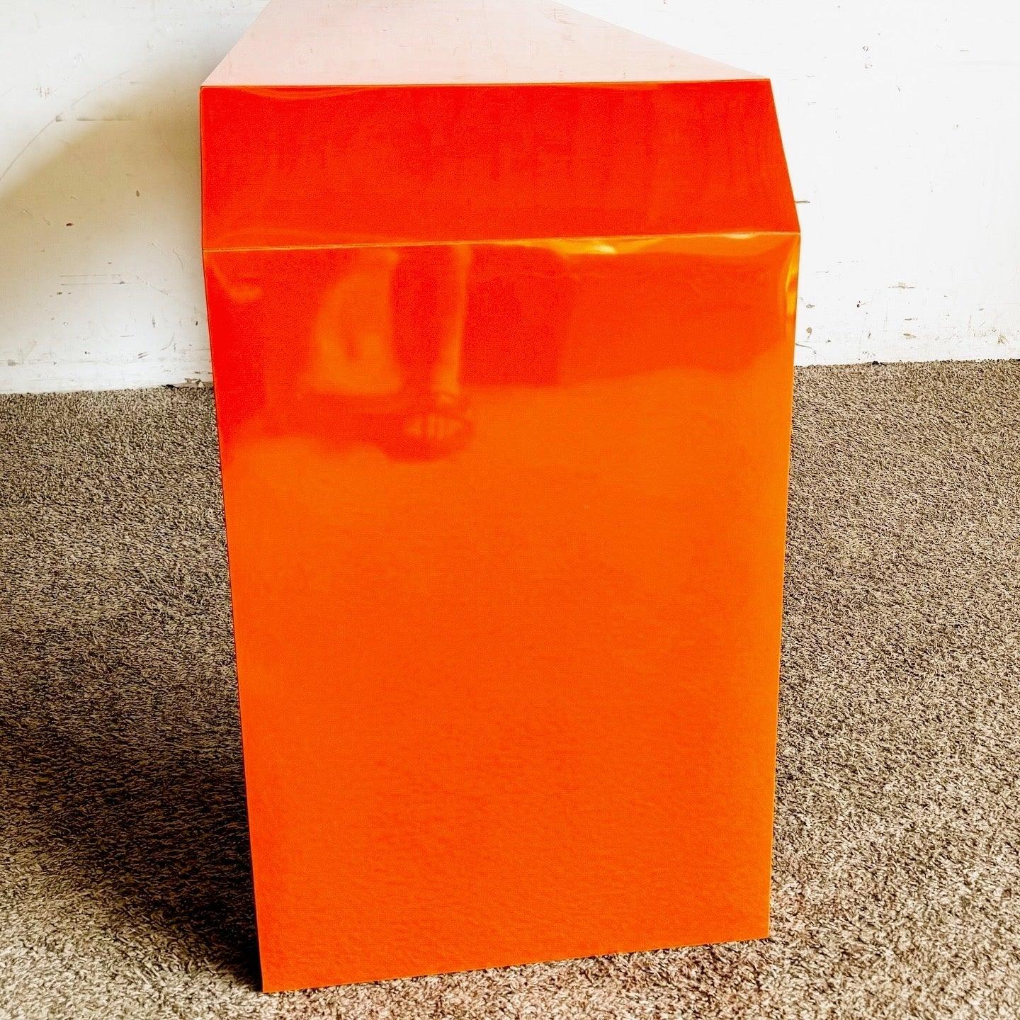 Postmodern Orange Lacquer Laminate Geometric Console Table For Sale 2