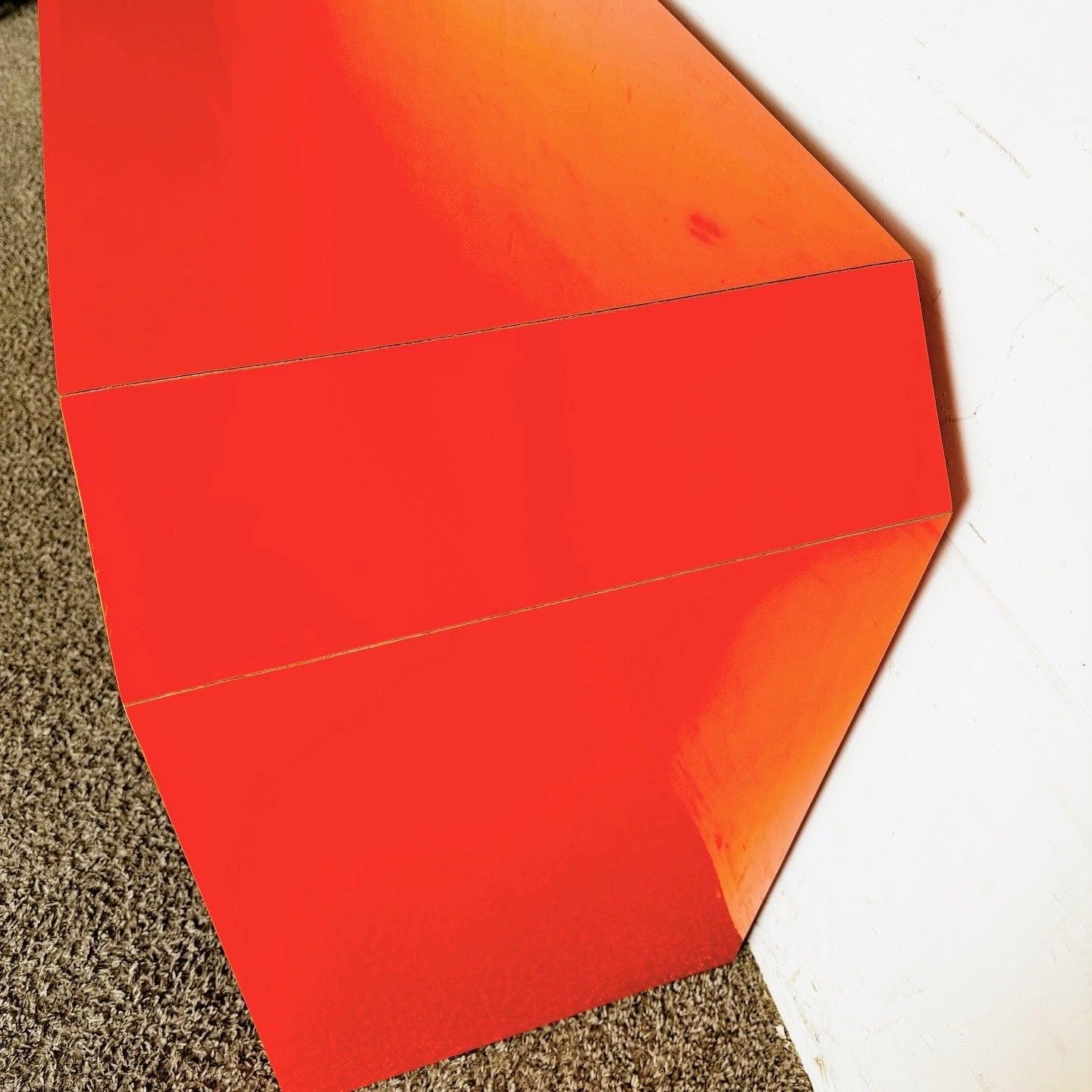 Postmodern Orange Lacquer Laminate Geometric Console Table For Sale 3