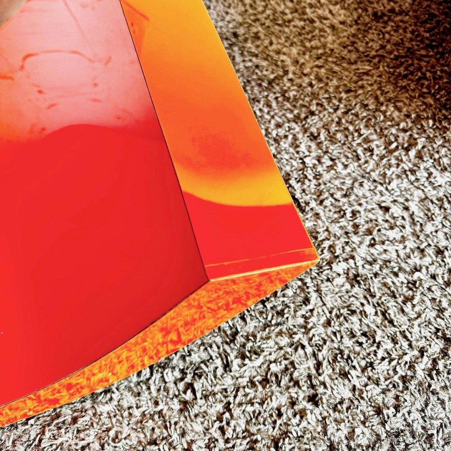 Postmodern Orange Lacquer Laminate Scroll Waterfall Console Table For Sale 4