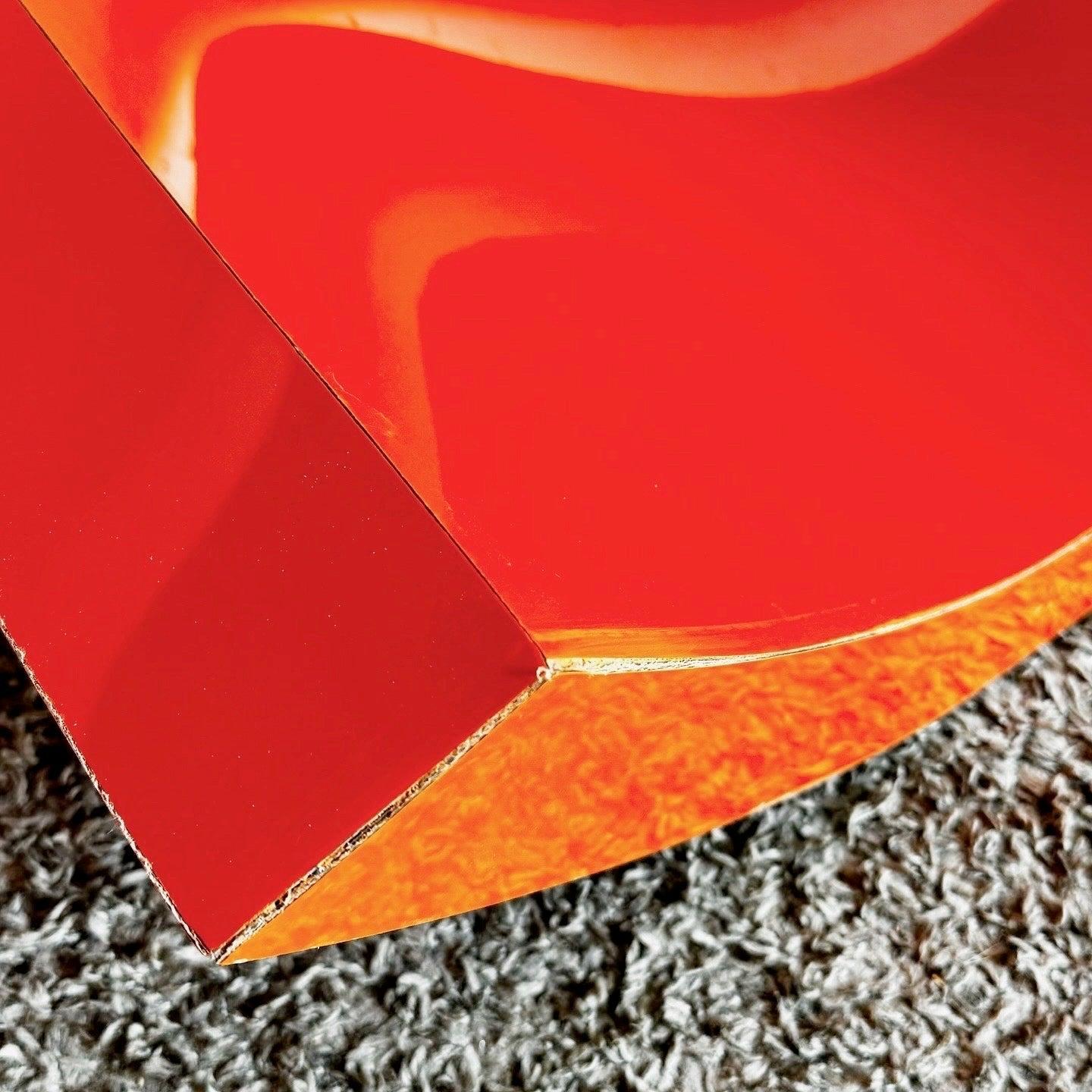 Postmodern Orange Lacquer Laminate Scroll Waterfall Console Table For Sale 3