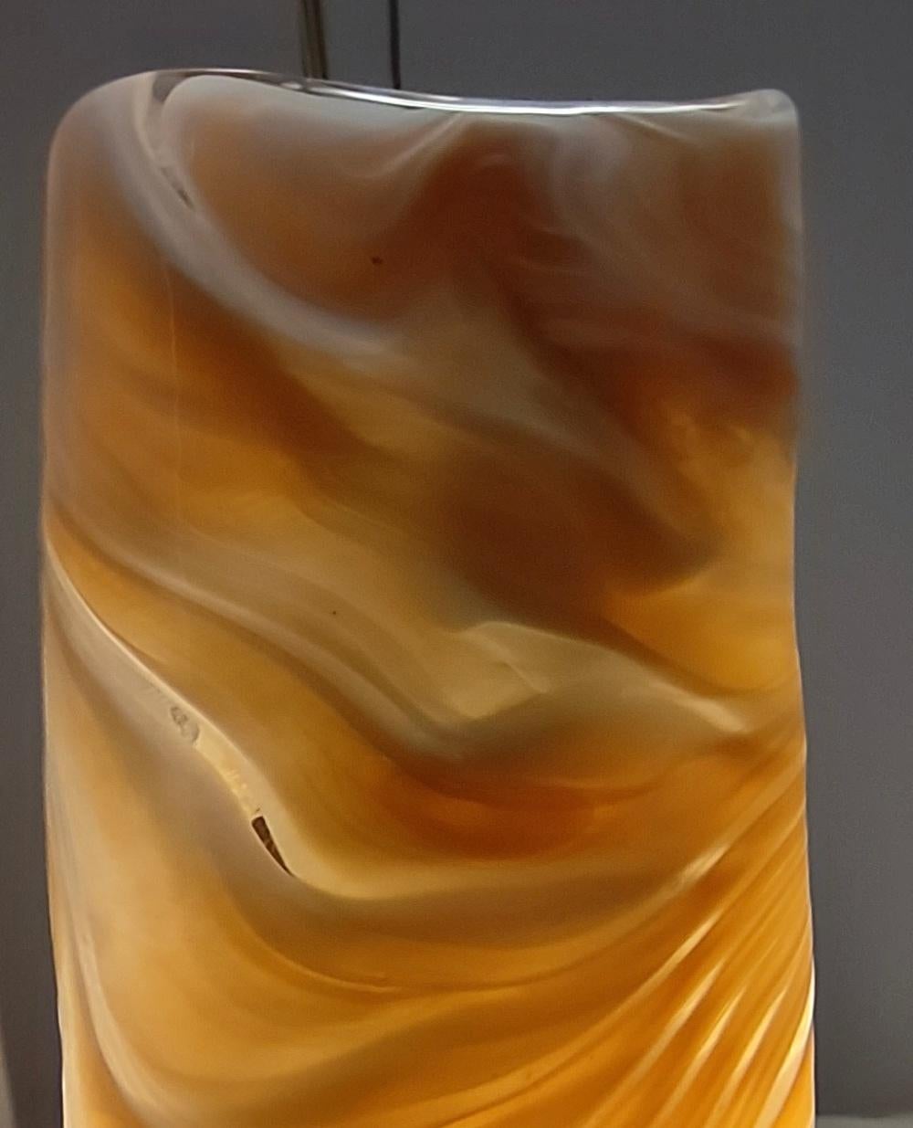 Postmodern Orange Murano Glass and Brass Pendant by La Murrina, Italy, 1980s For Sale 7