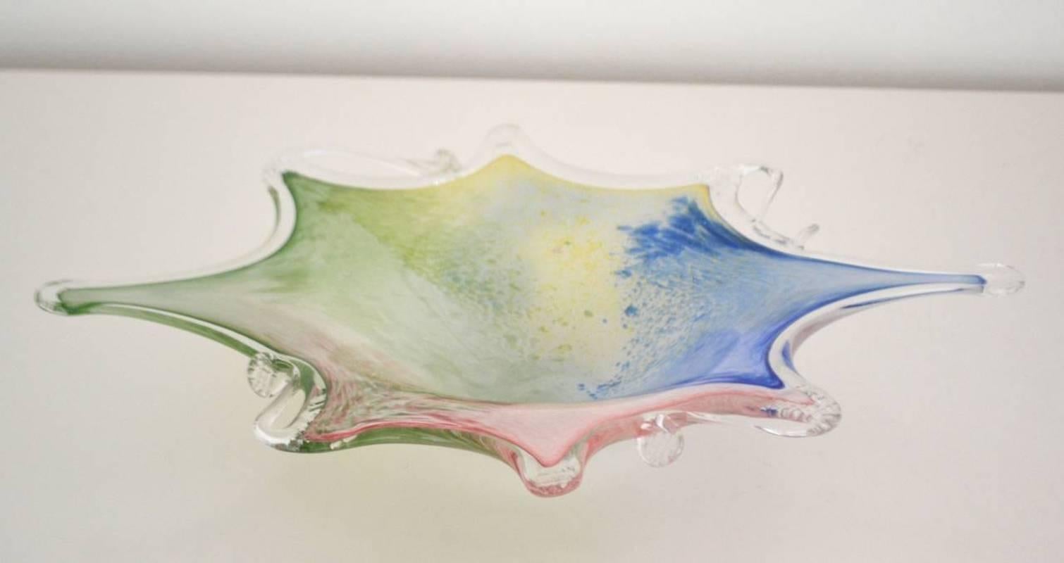 Post-Modern Postmodern Organic Form Blown Glass Bowl For Sale