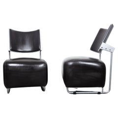 Postmodern "Oskar" leather easy chairs by Harri Korhonen for Inno