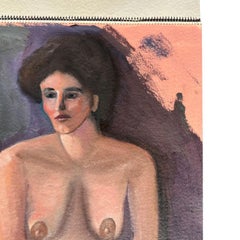 Postmodern Outsider Artist Nude Portrait Painting of a Woman by Clair Seglem
