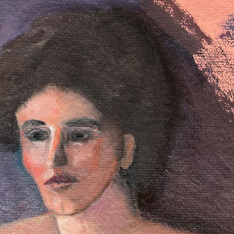 Américain Postmodern Outsider Artist Peinture de portrait de femme nue par Clair Seglem en vente