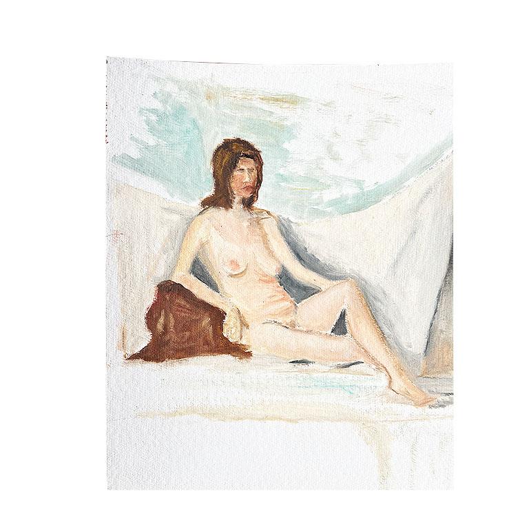 Postmodern Outsider Portrait Painting of a Woman in the Nude - Clair Seglem 1988 In Good Condition In Oklahoma City, OK