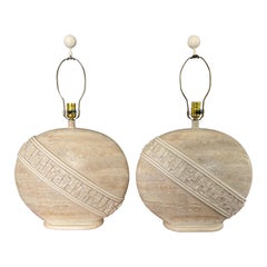 Postmodern Oval Tessellated Stone Lamps by Pacific Coast Lighting