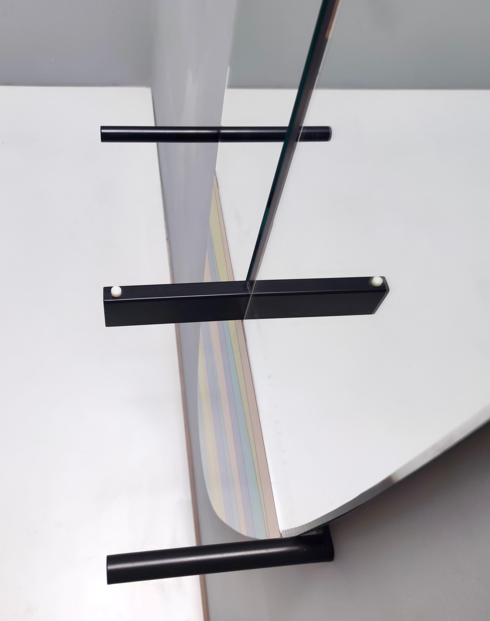 Postmodern Oval Wall-Mounted Entryway Mirror and Console Table with Glass Top For Sale 5