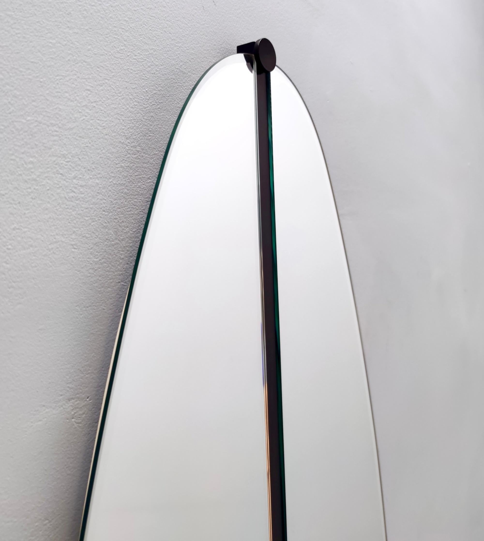 Postmodern Oval Wall-Mounted Entryway Mirror and Console Table with Glass Top For Sale 7