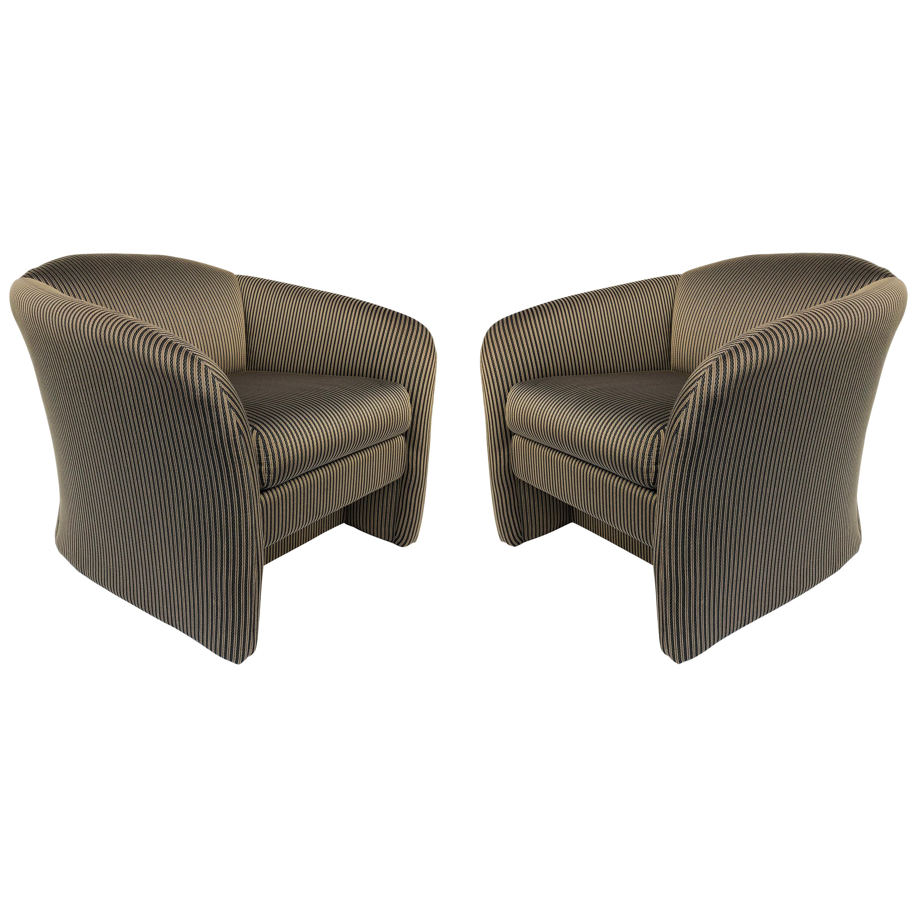 Postmodern Overscale Custom Lounge Club Chairs, a Pair