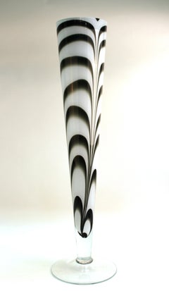 Postmodern Oversized Feathered Art Glass Vase