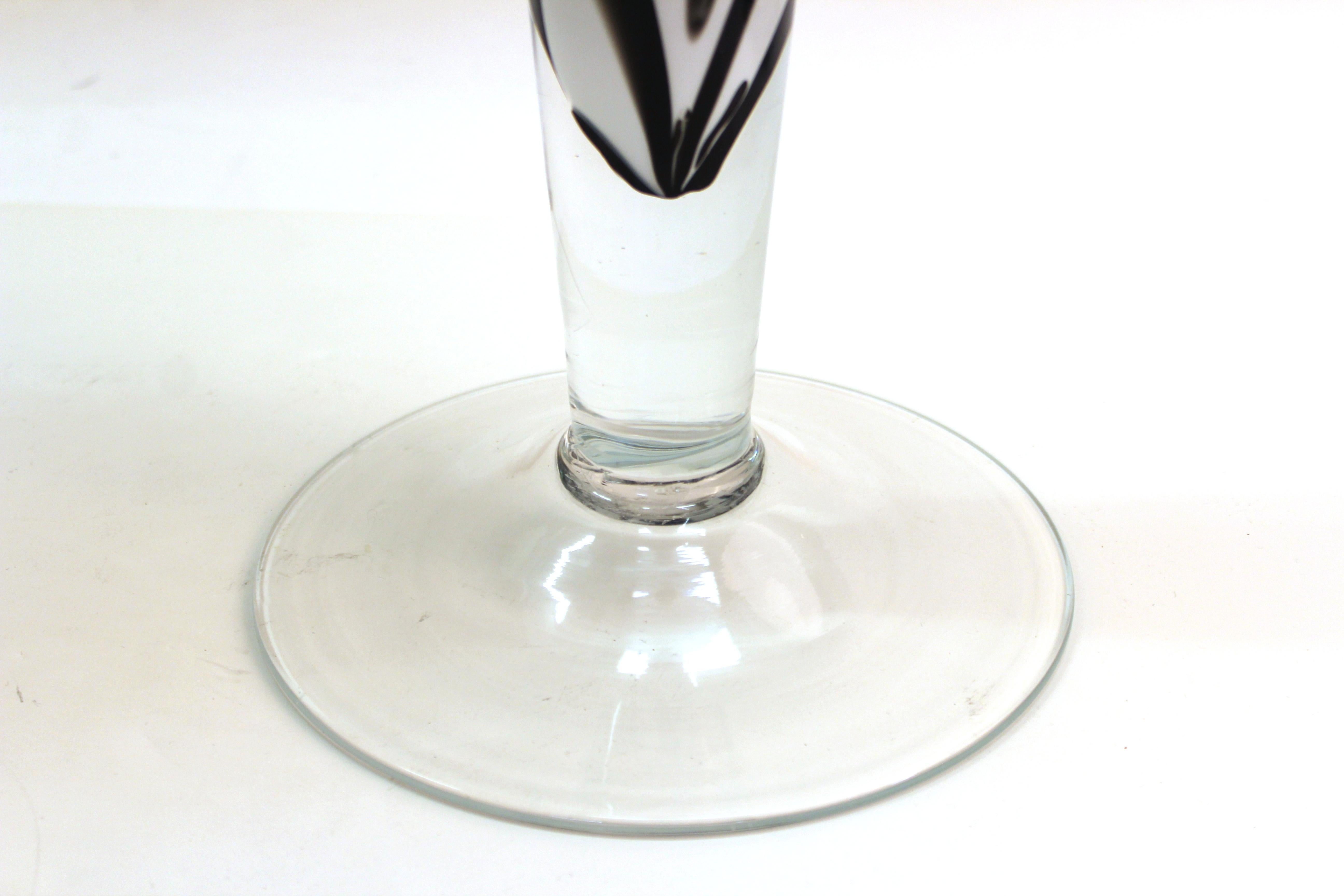 Modern Postmodern Oversized Feathered Art Glass Vase For Sale