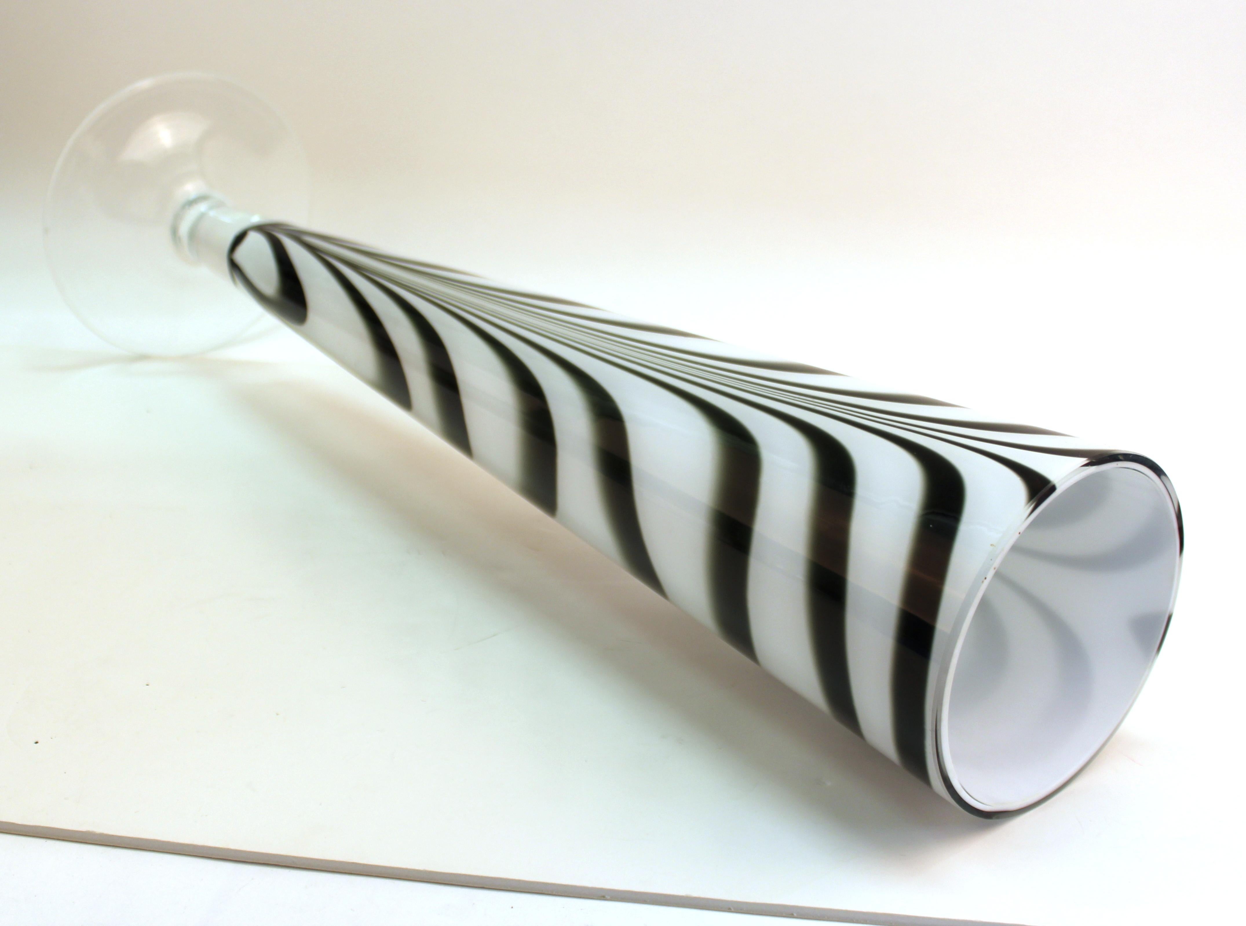 20th Century Postmodern Oversized Feathered Art Glass Vase