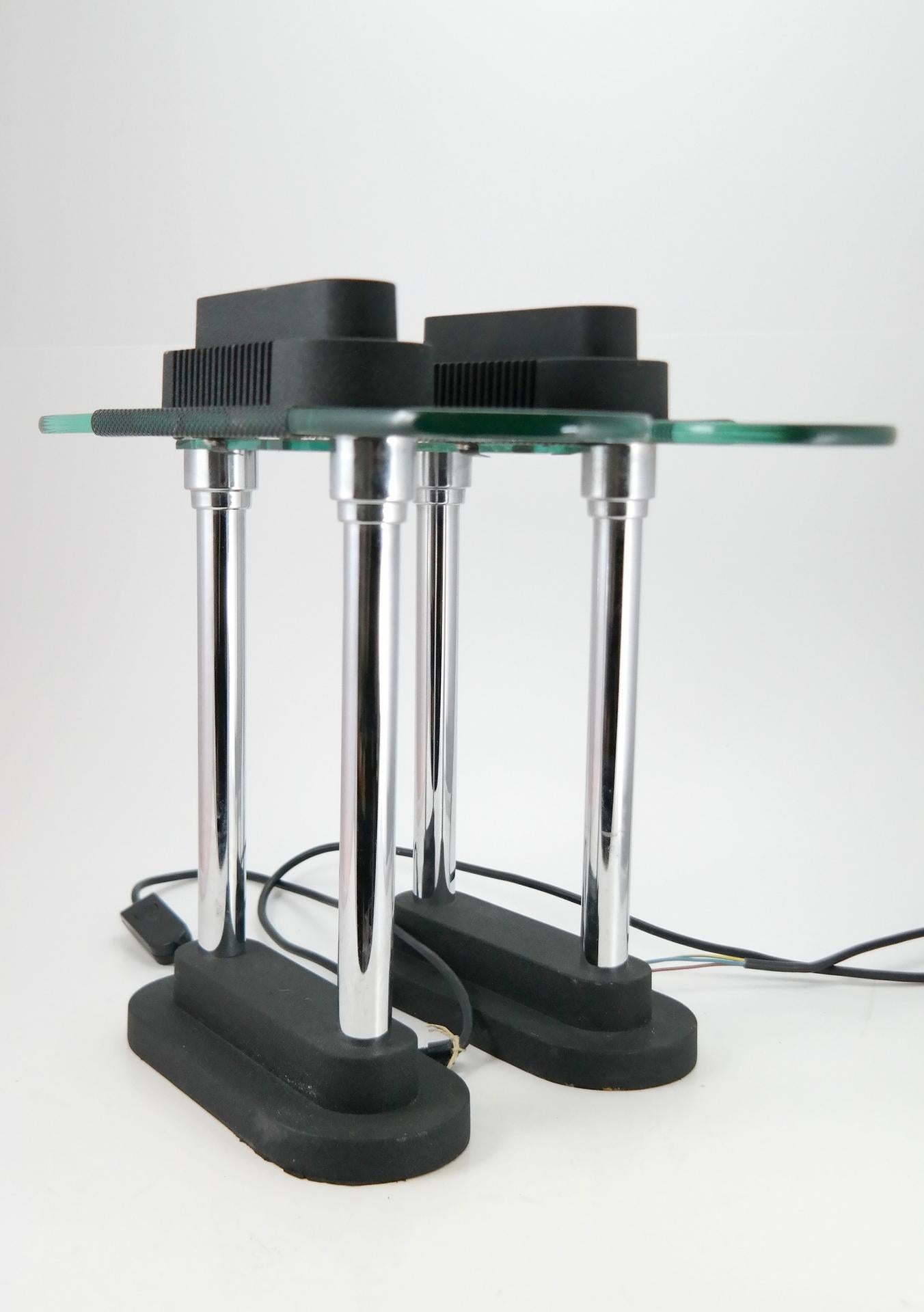 Pair of table lamp by Robert Sonneman 1980s -extraordinary Postmodern design.
