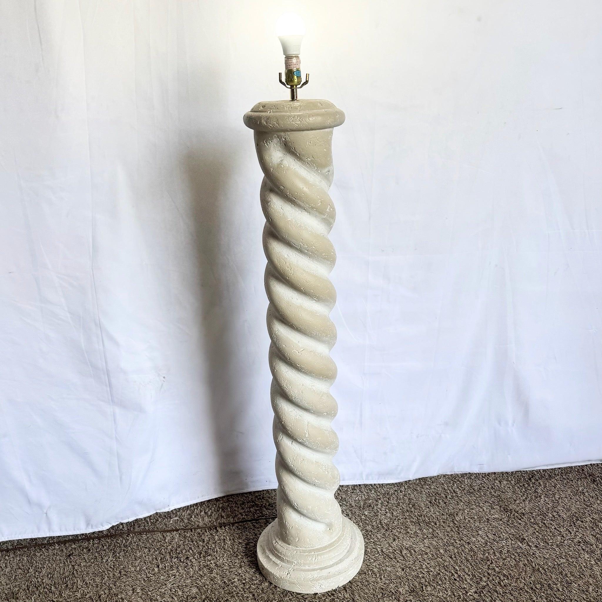 American Postmodern Painted Plaster Swirl Pillar Floor Lamp For Sale