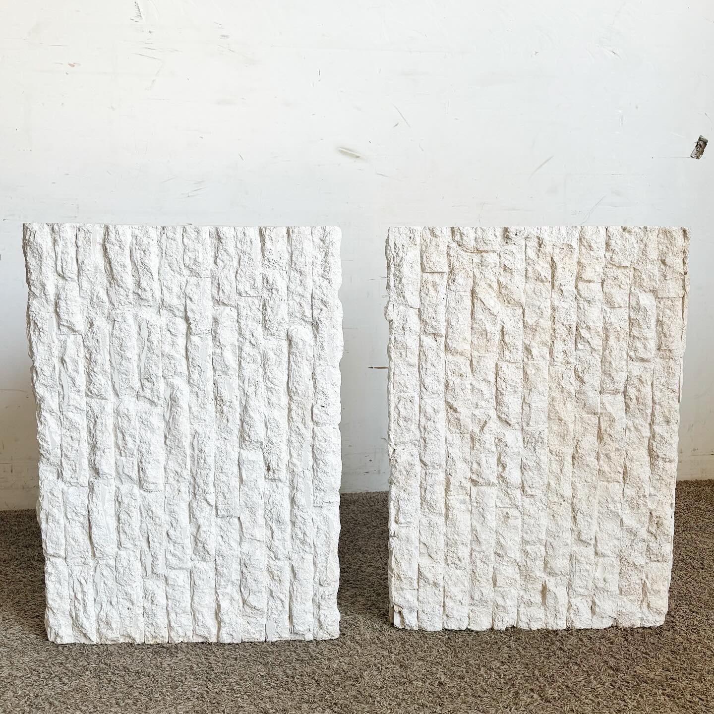 Postmodern Painted White Tessellated Stone Table Bases - a Pair For Sale 2