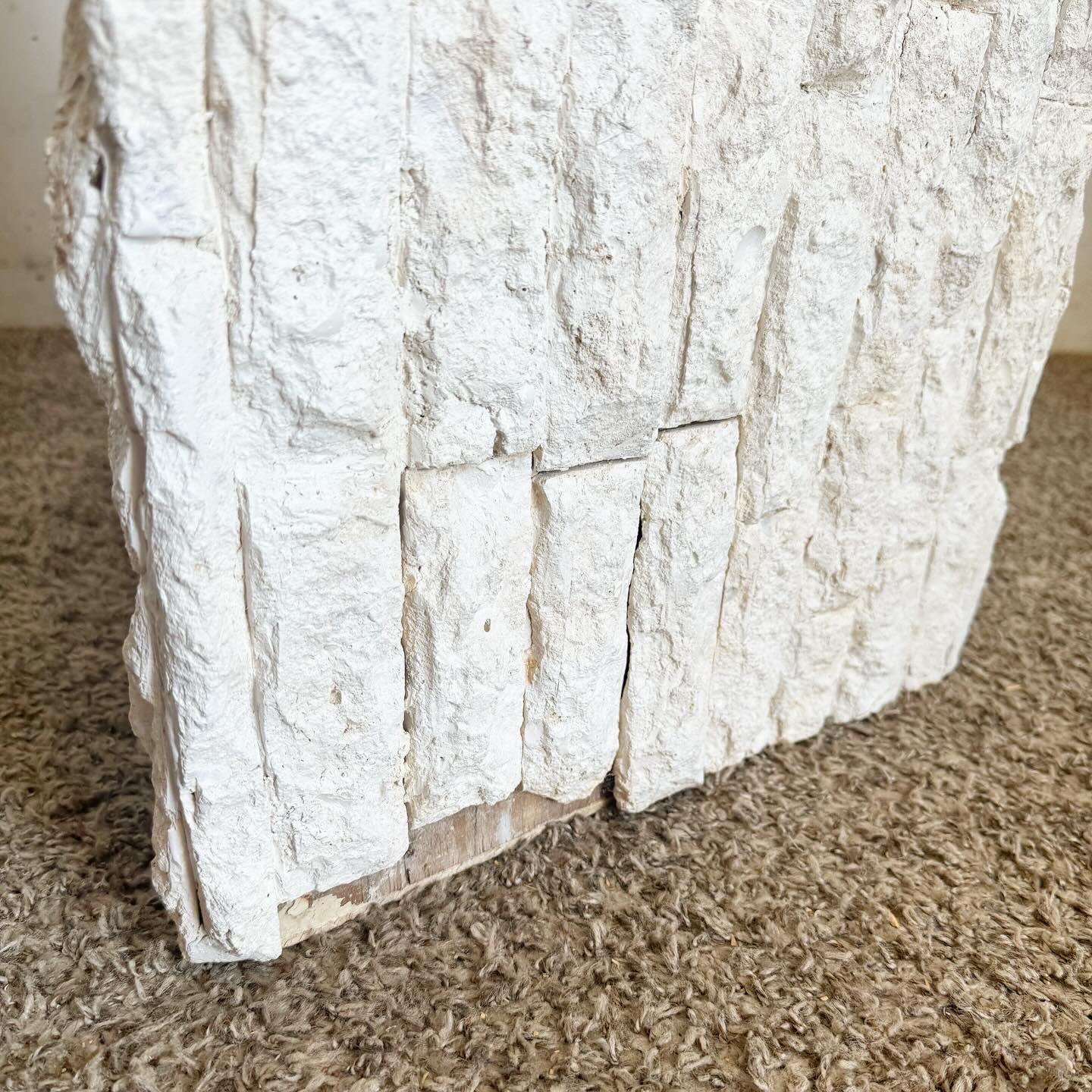 Postmodern Painted White Tessellated Stone Table Bases - a Pair For Sale 3