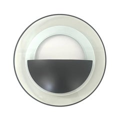 Postmodern Pair of Black Metal Glass Wall Sconces by Estiluz, Barcelona, 1980s
